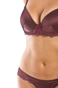 woman in maroon bra 