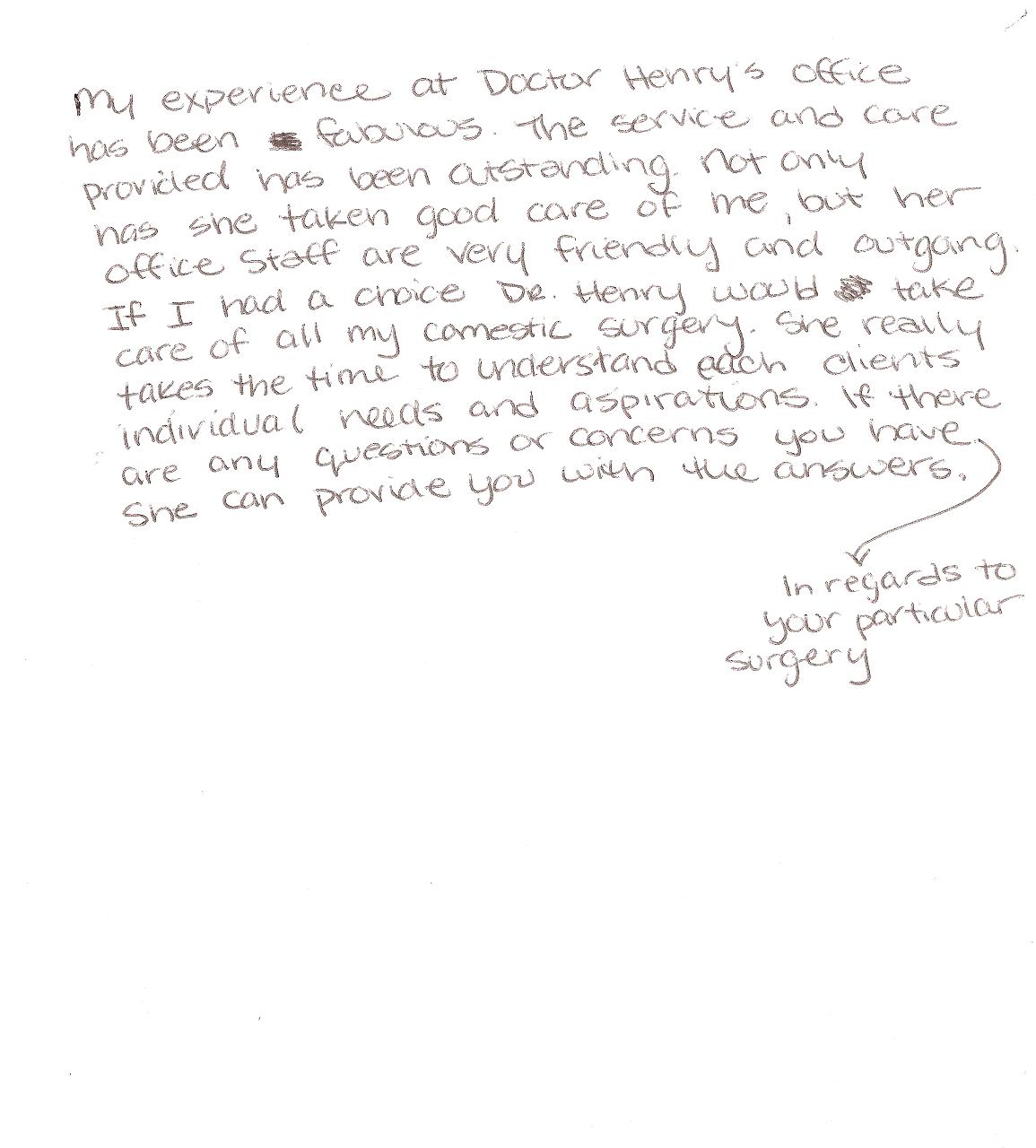 handwritten letter to dr