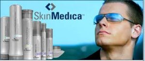 Man with sunglasses looking at SkinMedica® products