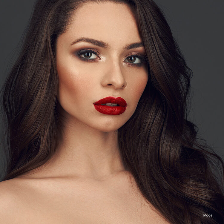 Beautiful woman with red lipstick