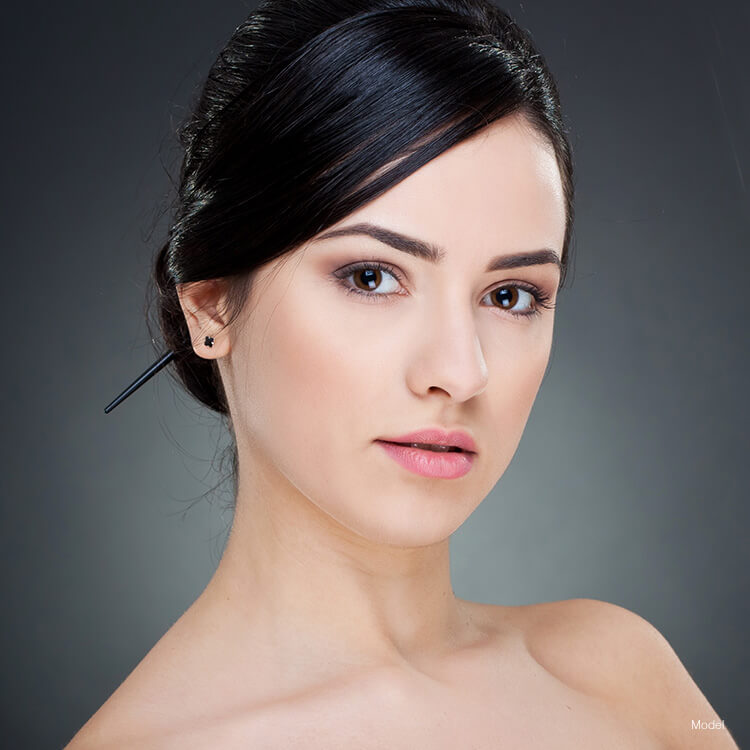 model's face after an Intense Pulsed Light treatment