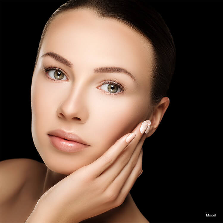 Model's face after a lip injection