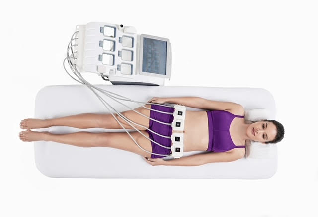 Woman connected to a Trusculpt machine